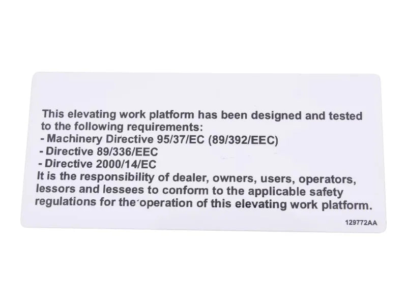 129772 Decal, On/Off Slab | Skyjack