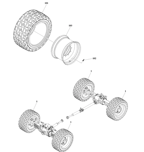 70013885 Tire Assembly, 13.00-28 Right GL | JLG - BHE Parts Store